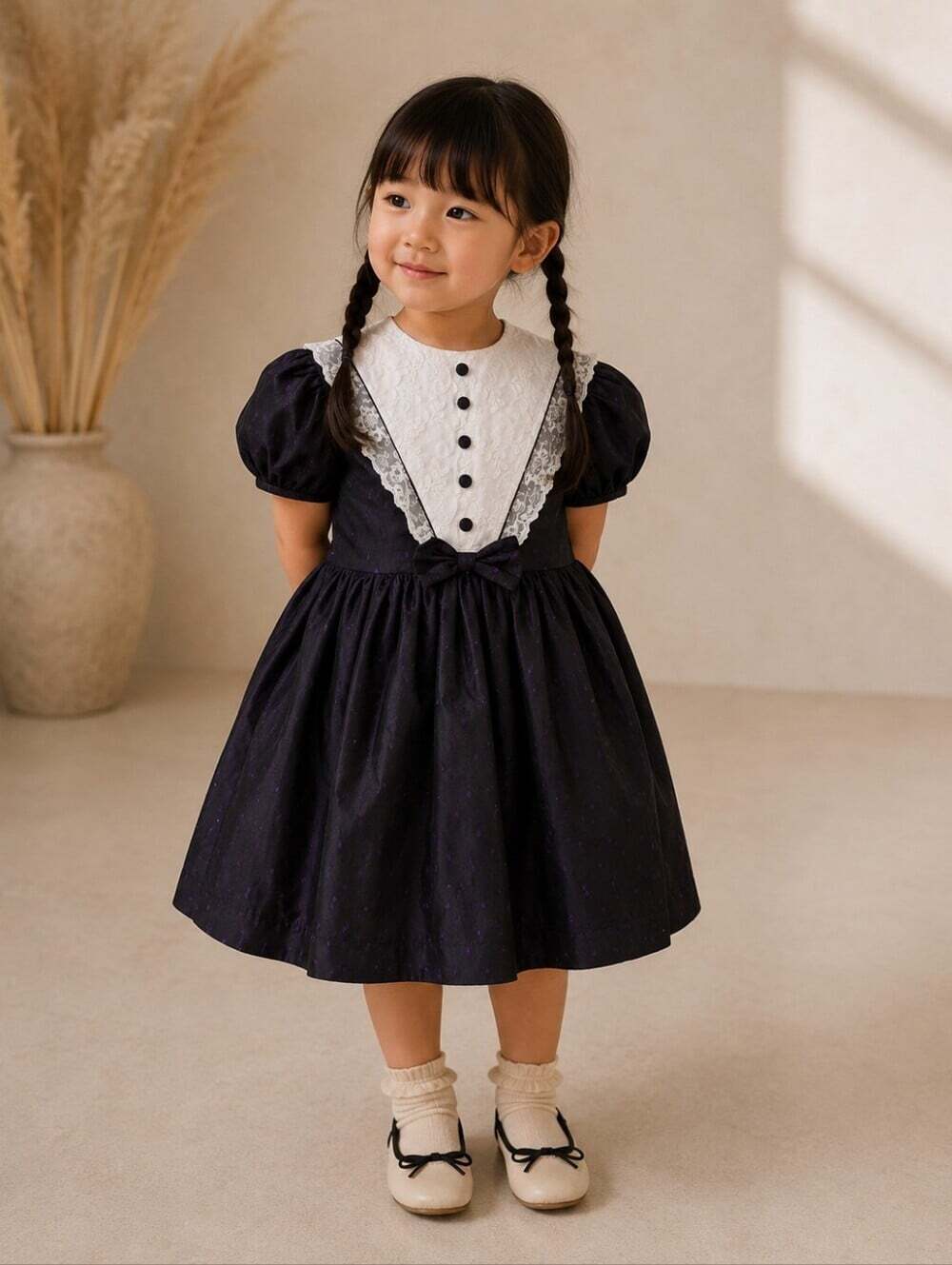 Vintage David Charles Girls Purple Lace Party Dress Size 3 Wednesday Addams